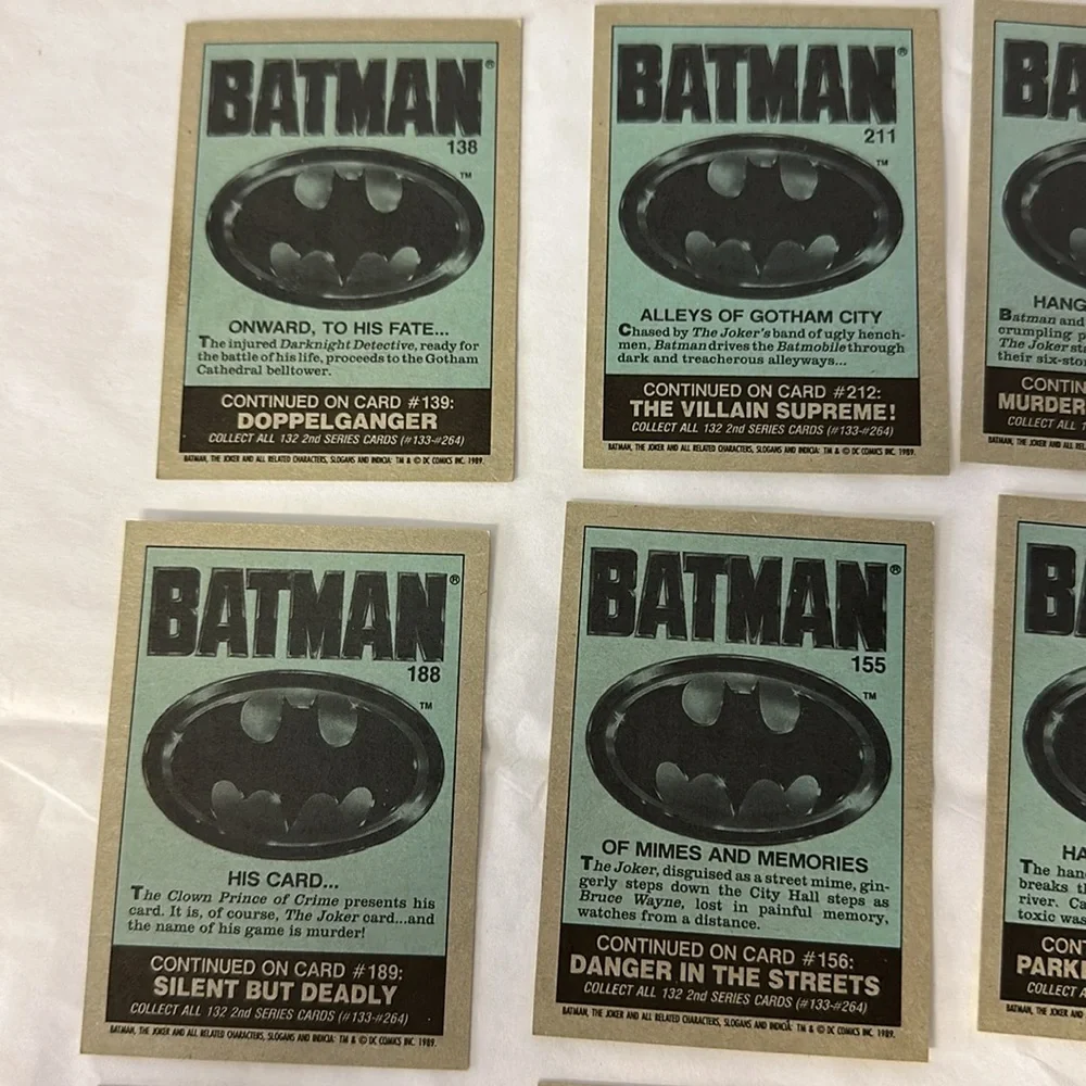Vintage 1989 Topps Batman Movie trading cards 10 Total